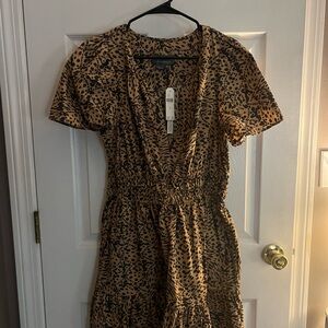 Anthropologie Leopard Print Smocked Waist Dress – Size Medium – NWT